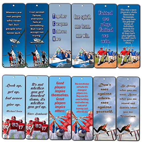 Sports Inspirational Quotes Cards Bookmark Set (60-Pack) - Teamwork Team Building Training Inspirational Quotes - Encouragement Gifts for Men Women Teens Kids Boys Girls Athletes