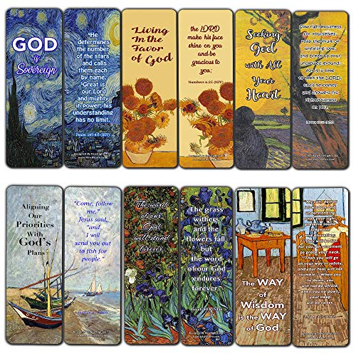 Wonderful Magnificent God Bible Scripture Cards Bookmarks (60 Pack) - Van Gogh Stocking Stuffers Sunday School Men Women Ministries Bible Study Church Supplies Cell Group Baptism Encouragement Gifts