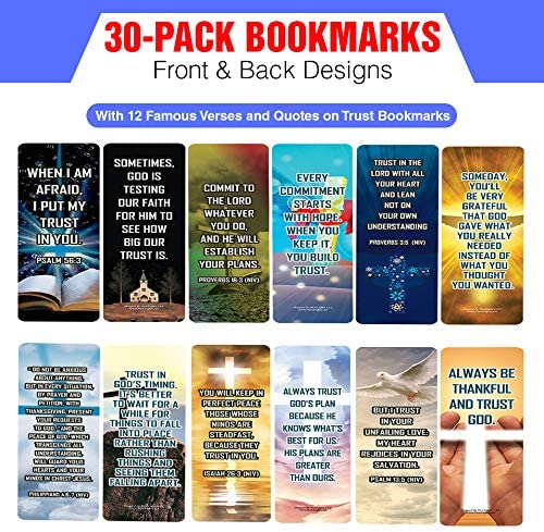 NewEights Famous Verses and Quotes on Trust (30-Pack) – Daily Motivational Card Set – Collection Set Book Page Clippers – Ideal for Church Events