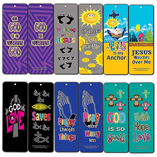 Awesome God Bookmarks for Kids (30-Pack) - Scriptures VBS Sunday School Church Memory Verse Sunday School Rewards - Christian Stocking Stuffers Birthday Party Gifts Assorted Bulk Pack