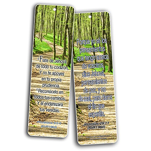 Spanish Christian Bookmarks - Most Highlighted Bible Verses (60 Pack)- Marcadores de Libros Cristianos para hombres para mujeres - Prayer Cards - Religious Christian Gift - Stocking Stuffers