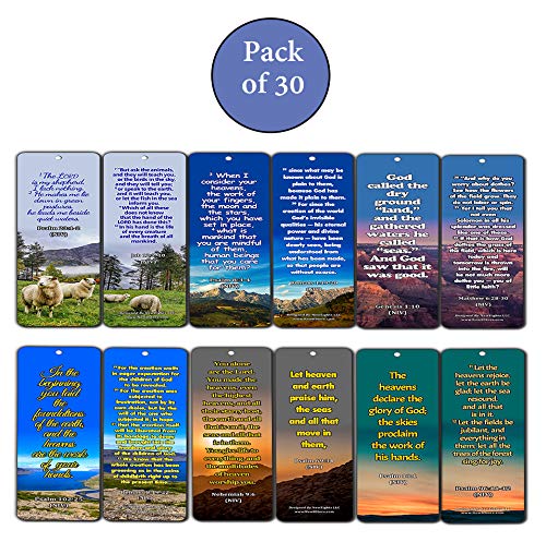 Bible Scriptures about God's Creation Bookmarks (30 Pack) - Handy Bible Texts That Talks About God?s Creation