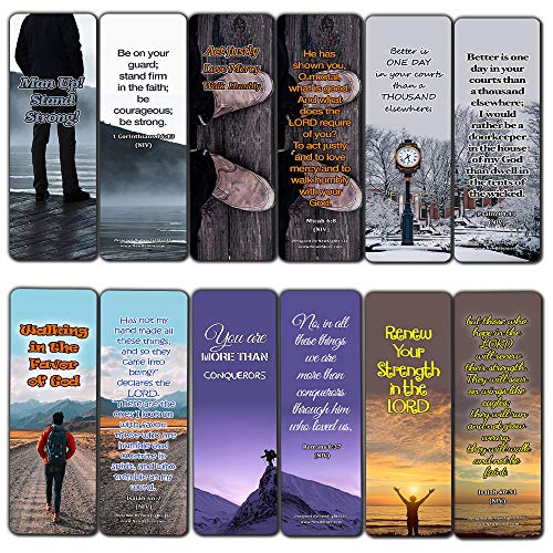 Devotional Bible Verses for Men Bookmarks (60 Pack) - Perfect Giveaways for Sunday School and Ministries Designed to Inspire Men