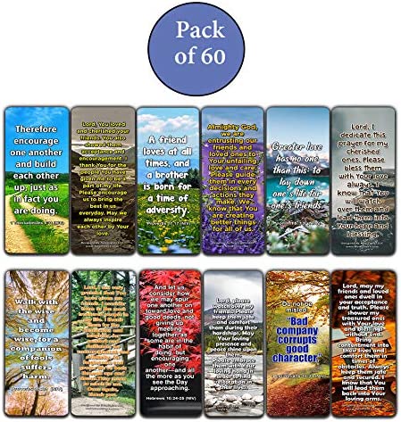 Popular Prayers and Bible Scriptures on Friendship Bookmarks - 60 Pack