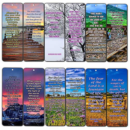 Life Bible Verses Bookmarks NIV (60 Pack) - Perfect Giftaway for Sunday School