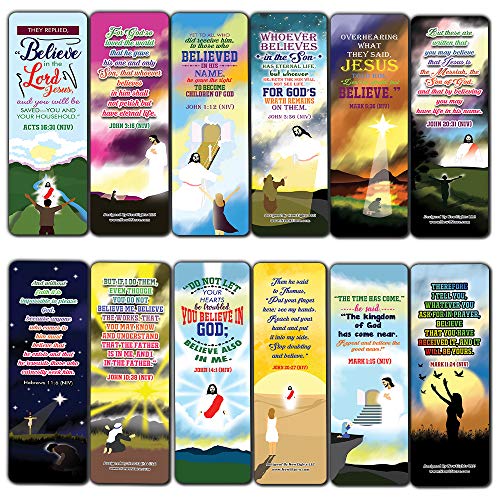 I believe in You Bible Verses Bookmarks Cards (30-Pack) - Stocking Stuffers for Boys Girls - Children Ministry Bible Study Church Supplies Teacher Classroom Incentives Gift