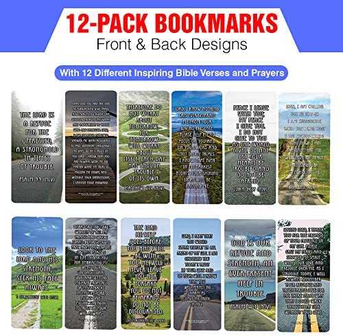 Popular Prayers and Bible Scriptures on Encouragement Bookmarks (12-Pack) - Sunday School Easter Baptism Thanksgiving Christmas Rewards Encouragement Gift God's Protection & Assurance