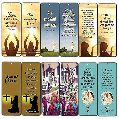 Christian Bookmarks Cards for Women (60-Pack Series 2) - Inspirational Encouraging Quotes - Stocking Stuffers for Women Ministry Mom Daughters