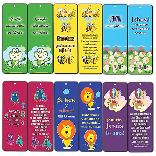 Spanish Bible Verses Bookmarks (30-Pack) (Cute Animals) - Gift Idea Animal Bookmarks For Kids and Children with Inspirational Bible Messages