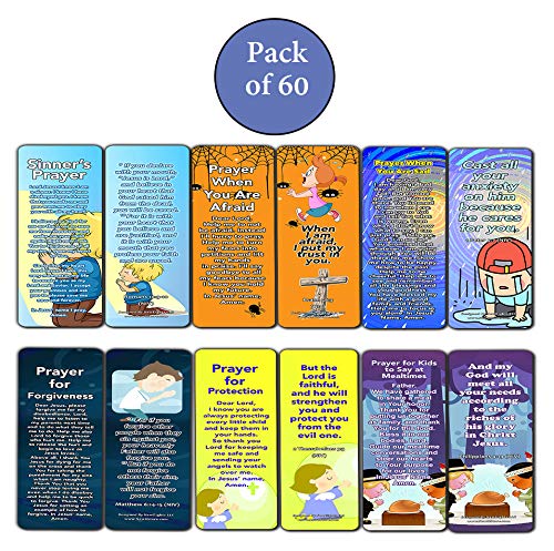 Children's Prayers Bookmarks (60 Pack) - Prayers that Simple and Easy for Kids to Pray