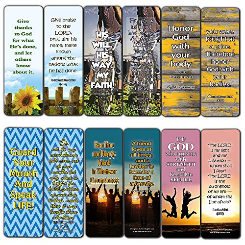 Devotional Bible Verses for Youth Bookmarks (60 Pack) - Perfect Giveaways for Sunday School and Ministries Designed to Inspire Teens and Young People