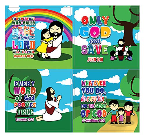 Jesus is the Only Way Bible Verse Stickers (20-Sheet) - Church Memory Verse Sunday School Rewards - Christian Stocking Stuffers Birthday Party Favors Assorted Bulk Pack