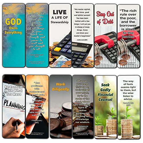 Christian Bookmarks for Biblical Financial Principles Series 1 (60-Pack) - Bible Study Resources Materials - Great Stocking Stuffer Easter Cards