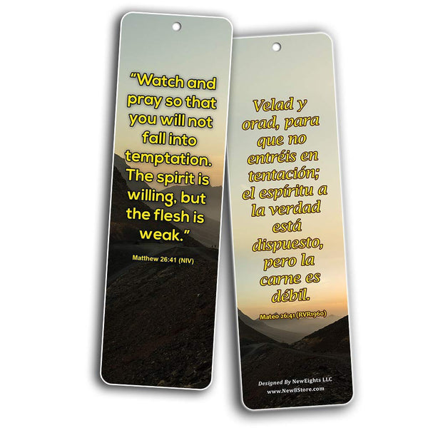 Bilingual Encouraging Bible Verses Bookmarks - Overcome Temptation (12-Pack)