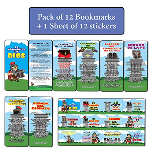 Spanish Armor of God Bookmarks and Stickers for Kids