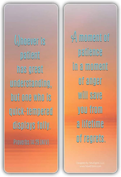 NewEights Bible Verses and Quotes on Patience Bulk Bookmarks (60-Pack) – Awesome Learning Bookmarks for Men Women – Unique Book Reading Page Binders – Daily Inspirational Thoughts