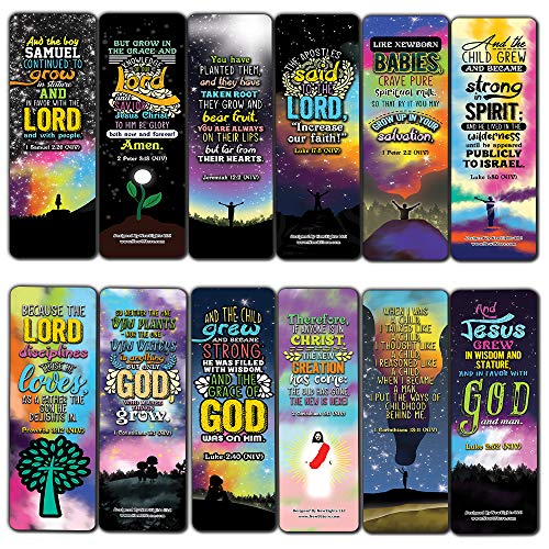 Spiritual Growth Bookmarks (60-Pack) - Church Memory Verse Sunday School Rewards - Christian Stocking Stuffers Birthday Party Favors Assorted Bulk Pack