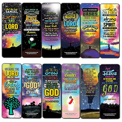 Spiritual Growth Bookmarks (60-Pack) - Church Memory Verse Sunday School Rewards - Christian Stocking Stuffers Birthday Party Favors Assorted Bulk Pack