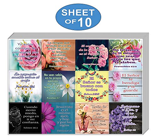 Spanish Christian Stickers for Women Series 2 (10-Sheet) - Spanish Stickers With Biblical Quote for Women