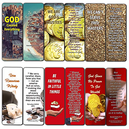 Christian Bible Bookmarks for Biblical Financial Principles Series 2 (60-Pack) - Stocking Stuffers for Men Women Sunday School Church Supplies - Money Management Finances Cards