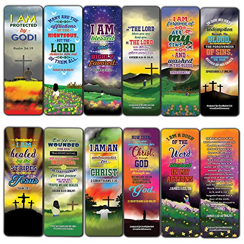 I AM Daily Declaration for Christian Bookmarks NKJV Series 3 (30-Pack) - Stocking Stuffers for Boys Girls - Children Ministry Bible Study Church Supplies Teacher Classroom Incentives Gift