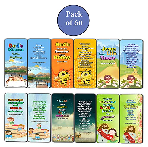 Thankful Bible Verses Bookmarks for Kids (60 Pack) - Bible Verses About Gratitude That Are Simple and Easy for Kids to Memorize