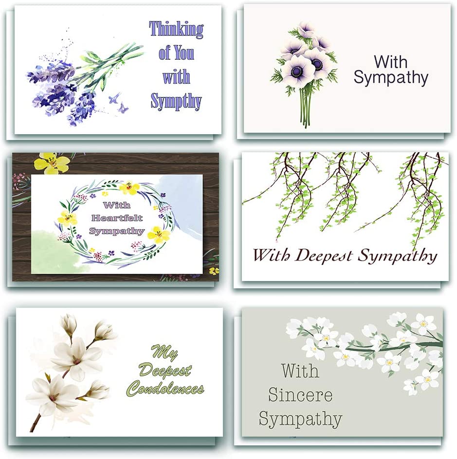 NewEights Sympathy Cards (Calming Design) 30-Pack - Perfect Giveaway for Ministries and Sunday Schools, Condolence Cards