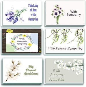 NewEights Sympathy Cards (Calming Design) 30-Pack - Perfect Giveaway for Ministries and Sunday Schools, Condolence Cards