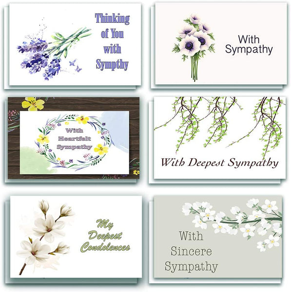 NewEights Sympathy Cards (Calming Design) 30-Pack - Perfect Giveaway for Ministries and Sunday Schools, Condolence Cards