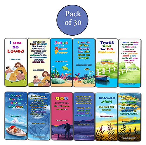 Christian Bookmarks for Kids - Life Changing (30 Pack) - Well Designed for Kids - Stocking Stuffers Adoration Devotional Bible Study - Church Ministry Supplies Classroom Teacher Incentive Gifts