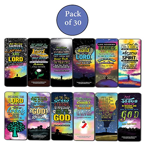 Spiritual Growth Bookmarks (30-Pack) - Stocking Stuffers for Boys Girls - Children Ministry Bible Study Church Supplies Teacher Classroom Incentives Gift