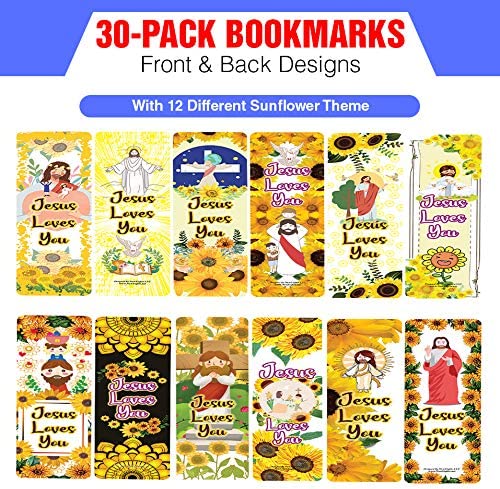 Jesus Loves You Bookmarks - Sunflower Theme Cards (30 Pack)