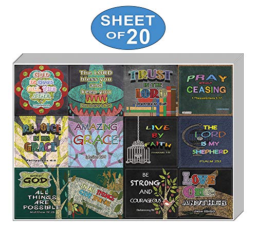 Colorful Bible Verse Stickers (20-Sheet) - Great Giftaway Stickers for Ministries