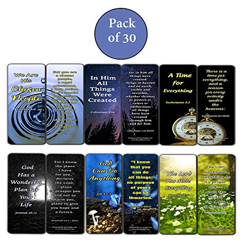 God is in Control Religious Bookmarks Cards (30-Pack) - Inspirational Bible Verse Bookmarks