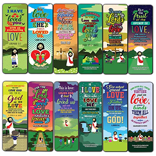 You are Loved Bible Verse Bookmarks (60-Pack) - Church Memory Verse Sunday School Rewards - Christian Stocking Stuffers Birthday Party Favors Assorted Bulk Pack