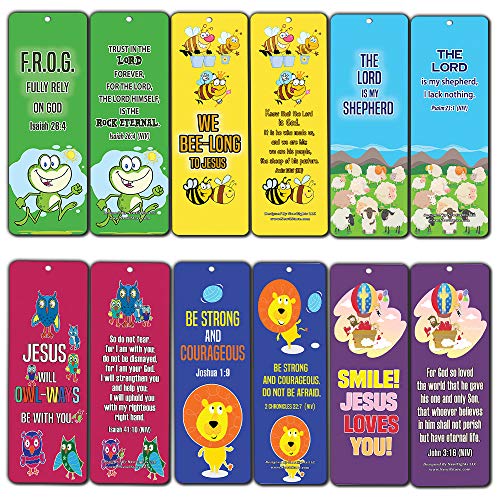 Cute Animal Bible Verses Bookmarks for kids Boys Girls (30 Pack)- VBS Sunday School Easter Baptism Thanksgiving Christmas Rewards Encouragement Gift
