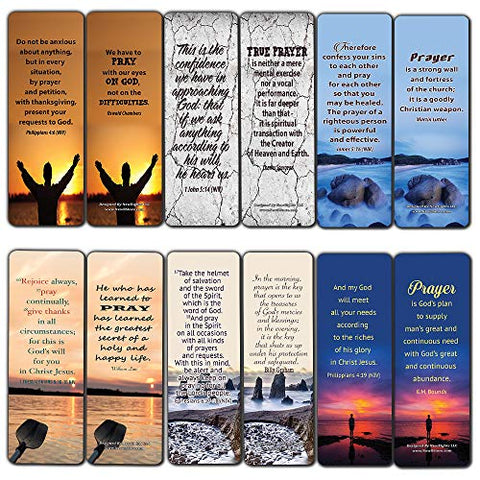 Religious Bookmarks Cards (12-Pack) - Prayer Bible Verses and Christian Quotes - Holy Scriptures to Encourage Men Women Teens Boys Girls Kids - Stocking Stuffers for Easter Thanksgiving Christmas