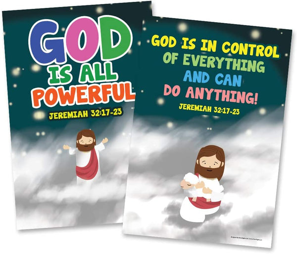Knowing God Christian Poster (24-Pack) - Church Memory Verse Sunday School Rewards - Christian Stocking Stuffers Birthday Party - Classroom Decoration Motivation