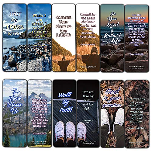 Scriptures Bookmarks - Bible Verses about Trusting God (60 Pack) - Perfect Gift away for Sunday School and Ministries - Stocking Stuffers Adoration Devotional Bible Study - Church Ministry Supplies