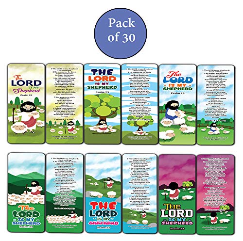 Psalm 23 The Lord is My Shepherd Bookmaks (30-Pack) - Stocking Stuffers for Boys Girls - Children Ministry Bible Study Church Supplies Teacher Classroom Incentives Gift