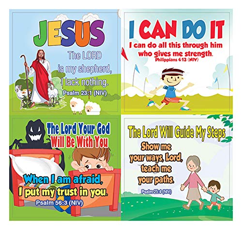 Inspirational Christian Stickers for Kids (20-Sheet) - Motivational Resources for Girls and Boys - VBS Sunday School Materials Giveaways