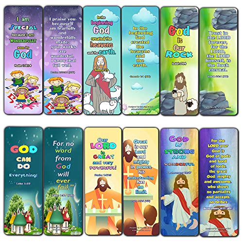 Powerful God Bible Verse Bookmarks for Kids (60 Pack) - Bible Verses About God?s Power That Are Simple and Easy for Kids to Memorize