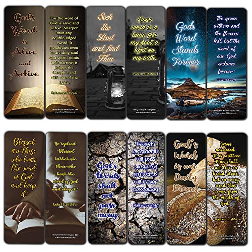 Bible Verses about the Word of God (60 Pack) - Perfect Gift away for Sunday School and Ministries - Christian Stocking Stuffers Birthday Assorted Bulk Pack - Church Memory Verse Sunday School Rewards