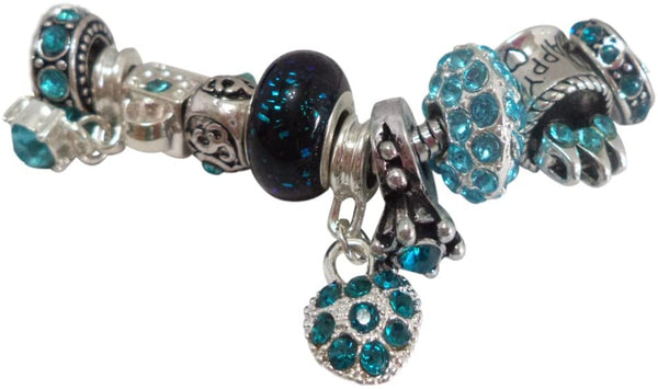Blue Rhinestone Beads, Dangle & Lampwork Set
