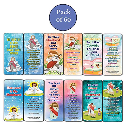 Popular Bible Verses about The Lord Is My Shepherd Bookmarks Cards (60-Pack) - Perfect Giveaways for Sunday School, VBS and Children's Ministry