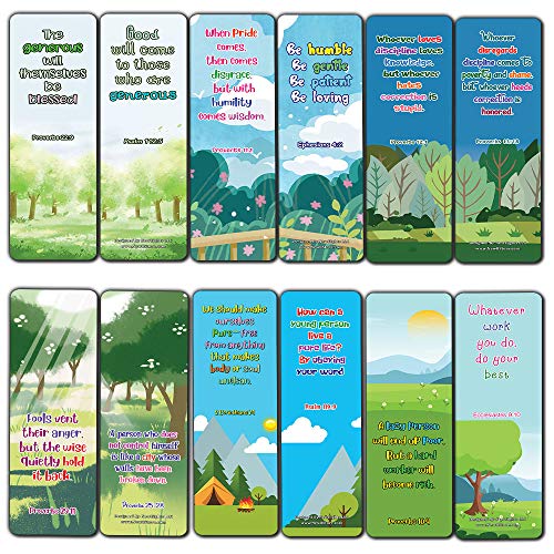 Bible Bookmarks for kids - Character Building Series 2 (30 Pack) - Well Designed for Kids with Easy To Memorize Bible Verses - VBS Sunday School Easter Baptism Thanksgiving Christmas Rewards