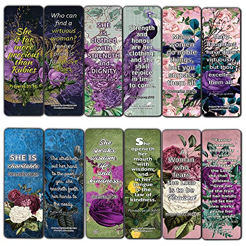 Virtuous Women Proverbs 31 KJV Scriptures Bookmarks for Women (12-Pack)