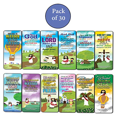 God's Blessing Christian Living Bookmarks (30-Pack) - Stocking Stuffers for Boys Girls - Children Ministry Bible Study Church Supplies Teacher Classroom Incentives Gift