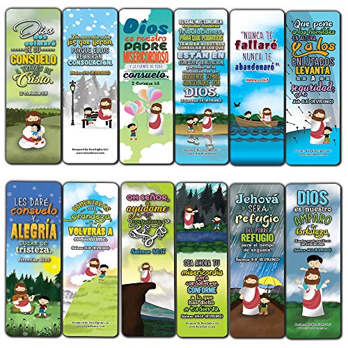 Spanish God's Comfort Christian Living Bookmarks (30-Pack) - Stocking Stuffers for Boys Girls - Children Ministry Bible Study Church Supplies Teacher Classroom Incentives Gift