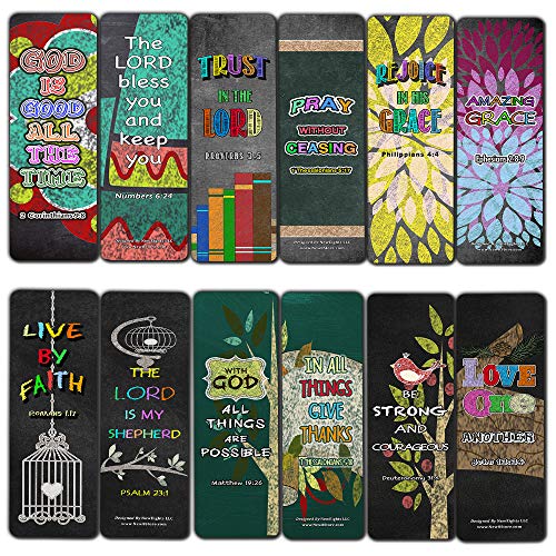 Colorful Bible Verse Chalkboard Bookmarks Cards (12-Pack)